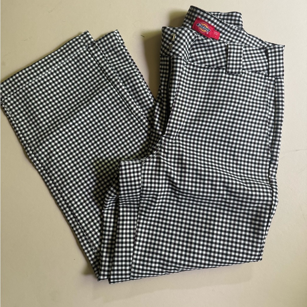 Dickies baggy straight leg cropped gingham trouser pants size 1